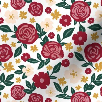 Christmas Floral on White