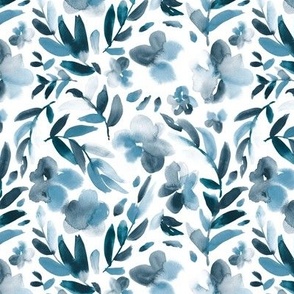 6" Abstract botanical in light blue and gray