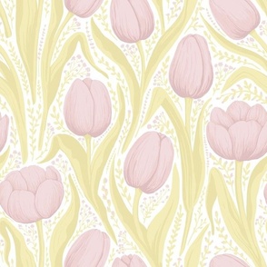Tulips in pigle pink and btter yellow
