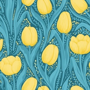 Tulips in blue and yellow