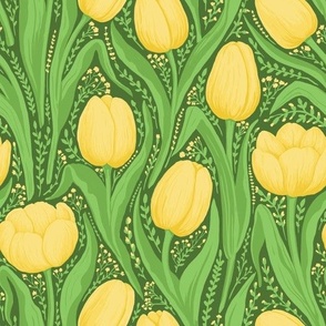 Tulips in yellow and green