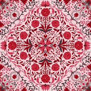 Floral tiles in red and cotton candy pink