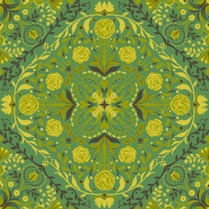 Floral tiles in green