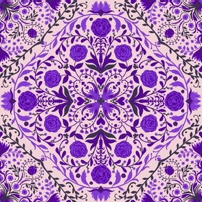 Floral tiles in violet and cotton candy pink