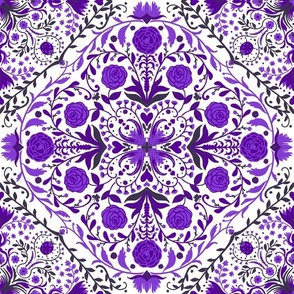 Floral tiles in violet on white