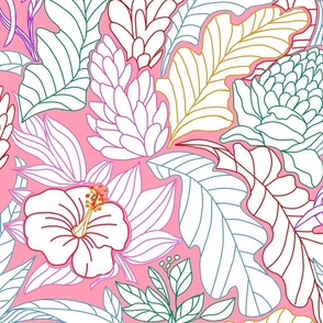linear exotic Floral-on pink