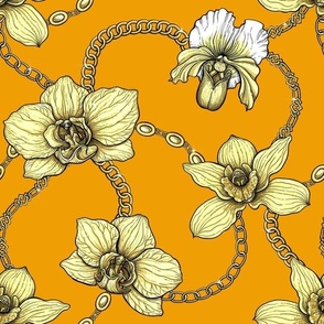 Orchids and chains, yellow and orange