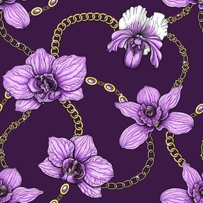 Orchids and chains, violet and gold