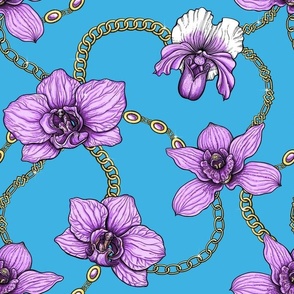 Orchids and chains, violet and blue