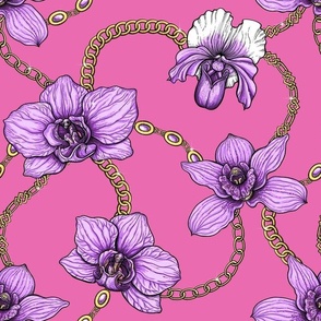 Orchids and chains, violet and pink