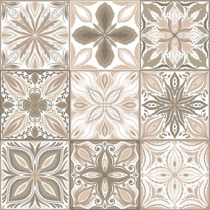 Ornate tiles, neutral bowns