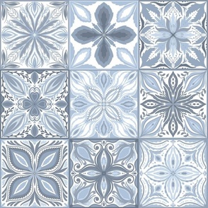 Ornate tiles, neutral blues
