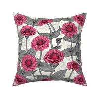 Pink Zinnias in gray and white