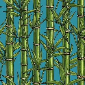 Bamboo forest on blue