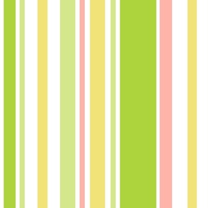 Stripes in in pink, lime, honeydew and buttercup colors