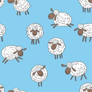Counting sheep on baby blue
