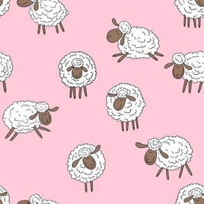 Counting sheep on baby pink