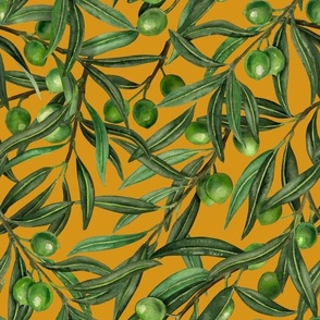 Olive branches on mustard