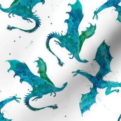 Dragon turquoise on white