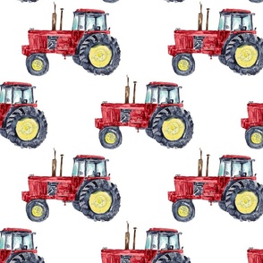 Tractor red white