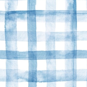 21" Watercolor plaid in light blue