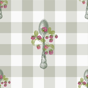 Raspberry Spoon Checks GREY by MLT Design Lab - LARGE