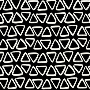 Boho Paint Block Triangles Outline White on Black