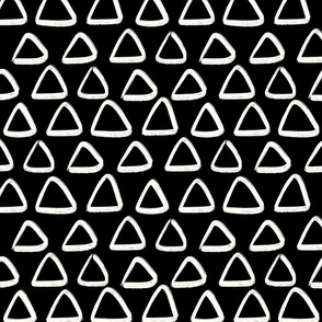 Boho Paint Block Triangle Shapes Outline White on Black