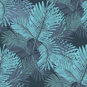 Palm Leaves-Steel Drum Blue-Paradise Found Collection-Small Scale