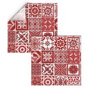 Talavera tiles red and white