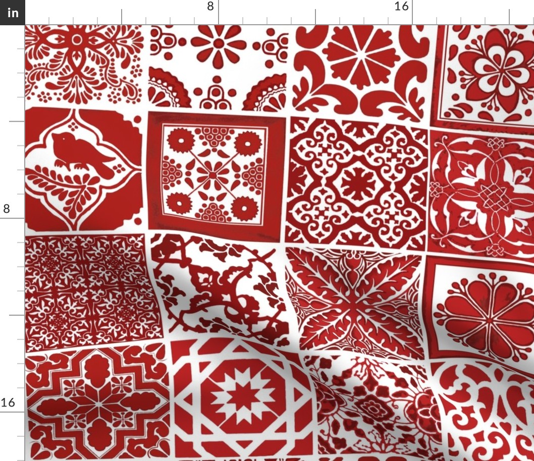 Talavera tiles red and white