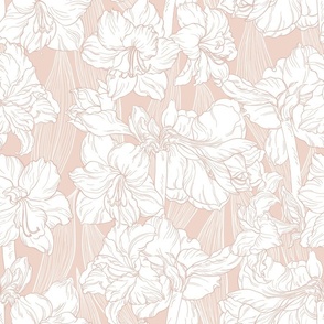 Blush Pink Background Monochrome White Amaryllis Belladonna Petal Solids Coordinate