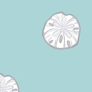 Silver Sand Dollar on Seafoam - Lg