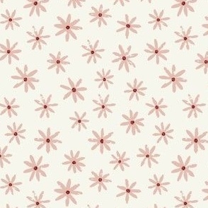 Ditsy Daisies - blush pink on Vanilla Cream