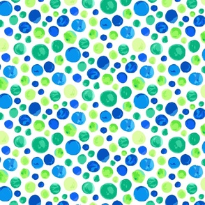 Aqua Watercolor Dots on White