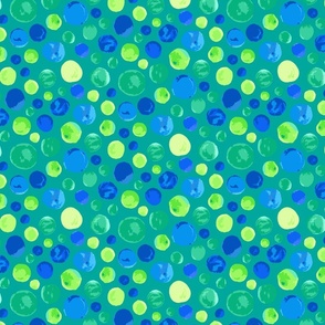 Aqua Watercolor Dots on Teal