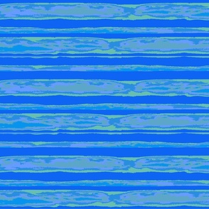 Aqua Watercolor Watery Stripes on Blue