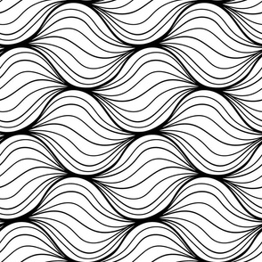 Monochrome wave pattern. Striped texture with many lines