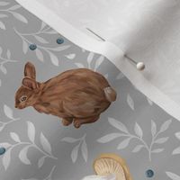 Hares and mushrooms (gray)