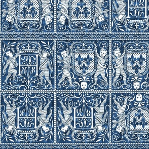 Antique Blue Heraldic Lace