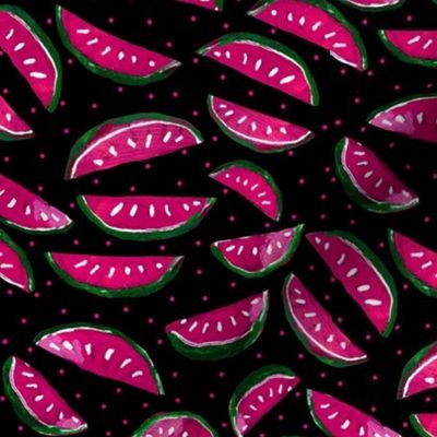 Summer Watermelons // Hot Pink on Black