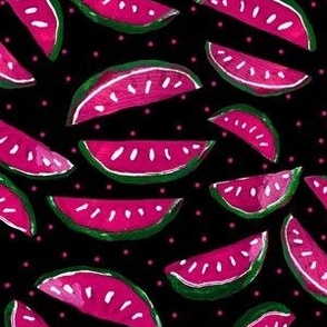 Summer Watermelons // Hot Pink on Black