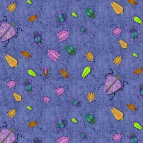 LARGE Luminous Bugs on Purple background
