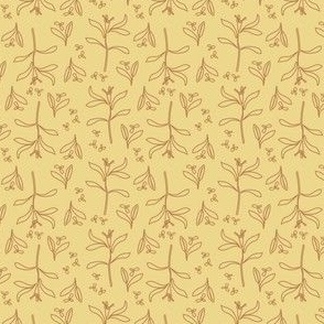 Poppy Foliage Brown on Yellow 2.4 x 2.6