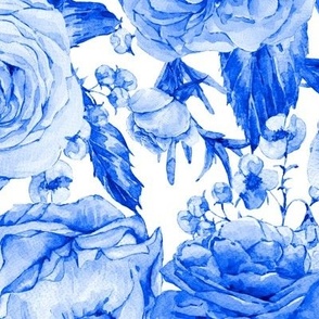 Blue monochrome vintage roses