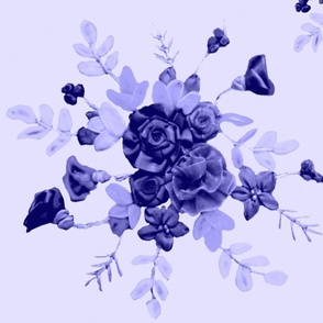 Bouquet floral en violets et lavande sur un fond gris de lin