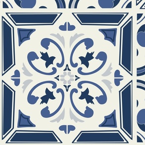 delft blue mediterranean tiles - large scale