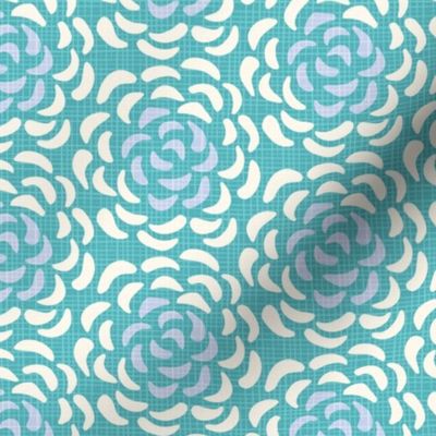 rice flower succulent medium wallpaper scale in turquoise by Pippa Shaw
