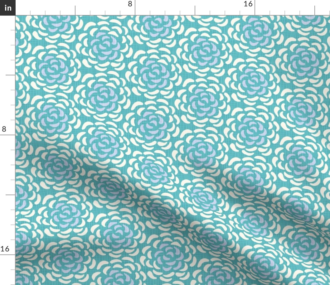 rice flower succulent medium wallpaper scale in turquoise by Pippa Shaw