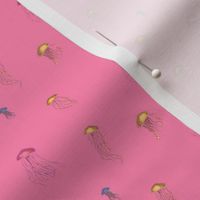 Whimsical Jellyfish on Pink Pattern 